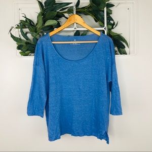 SALE **5 for $25** Talbots Blue 3/4 Sleeve Linen Top